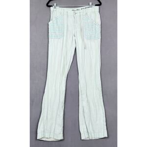 MISS ME Cargo Pants Womens Medium Mint Green 31x33 Wide Leg Linen Trousers Y2k